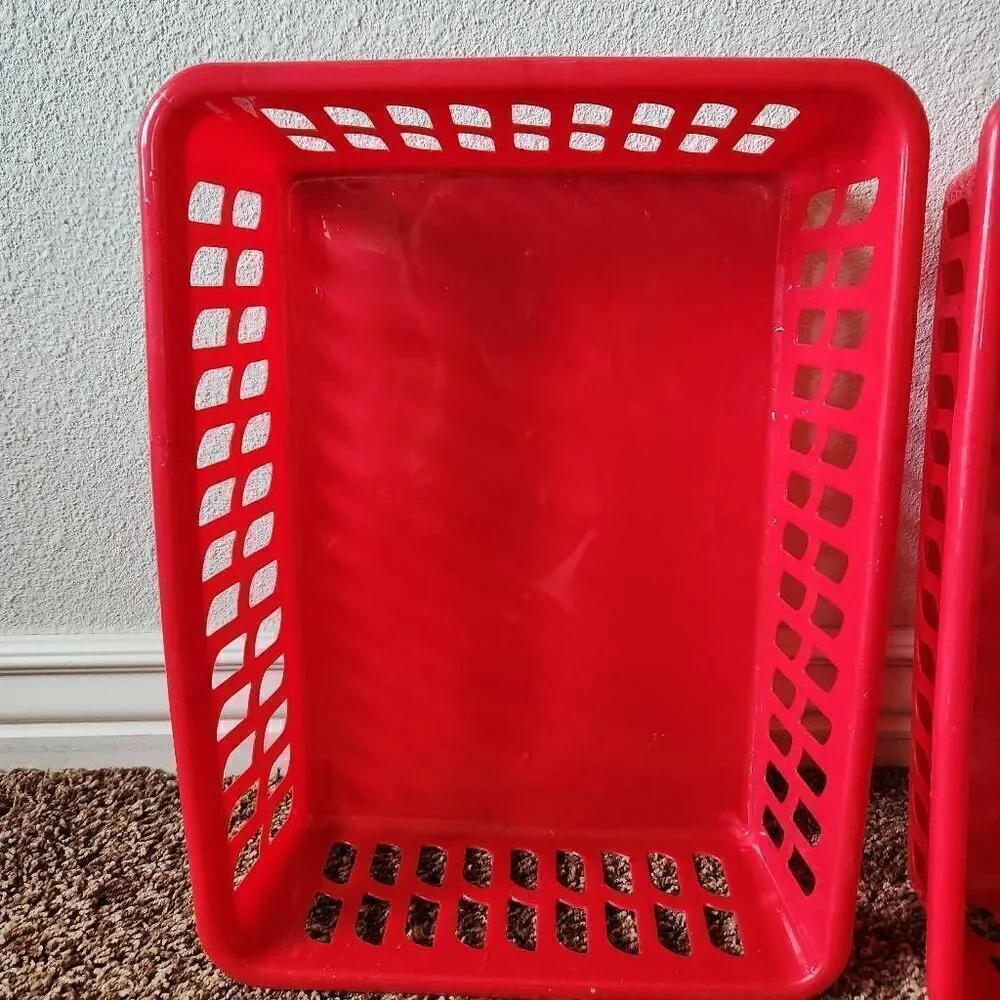 Red tray picnic parnier basket bundle of 3